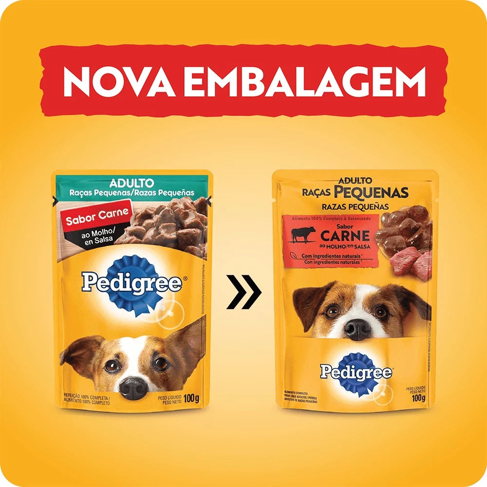 Ração Úmida Sache Pedigree Raças Pequenas Adulto Carne 100g