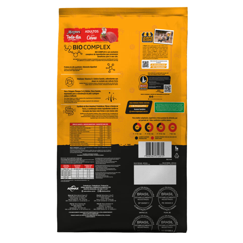 Ração Magnus Todo Dia Cão Adulto Porte Médio e Grande Carne 15 kg