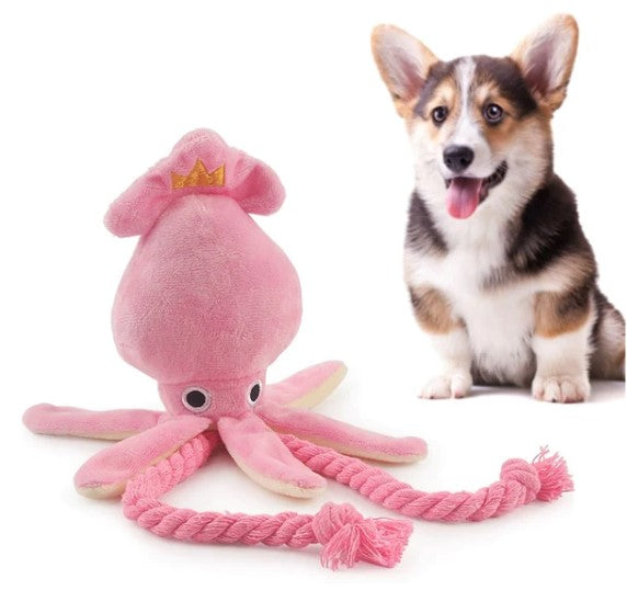 Polvo com Tentáculo de Corda e Apito - Brinquedo Mordedor | Cães