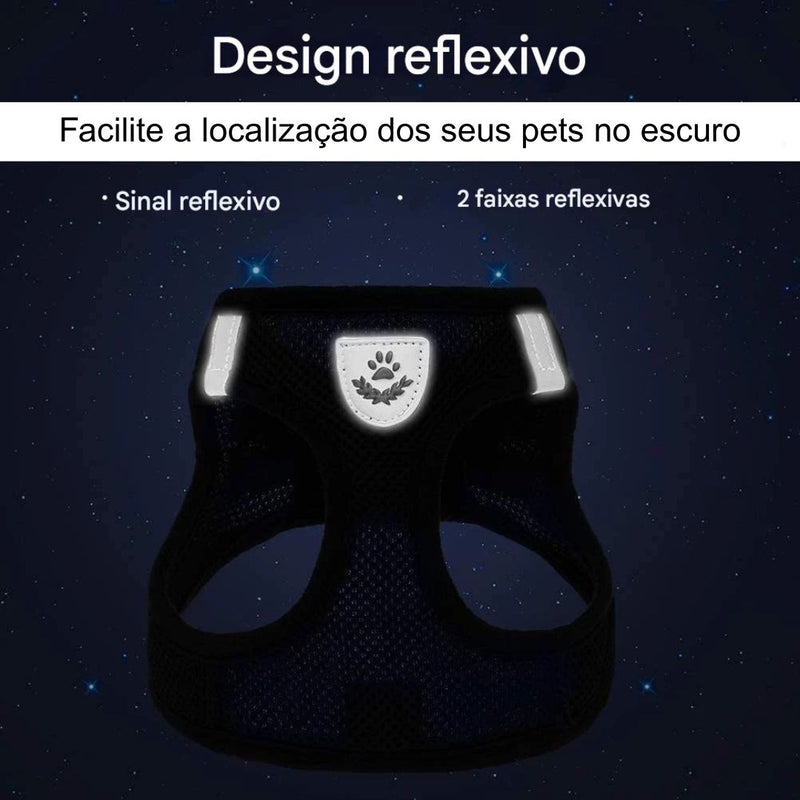 Coleira com Peitoral - Malha Flexível | Cães e Gatos