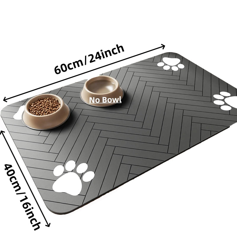Tapete de alimentação para animais de estimação, absorvente para comida e tigela de água, com suporte de borracha à prova d'água, tapete de água de secagem rápida para cães e gatos