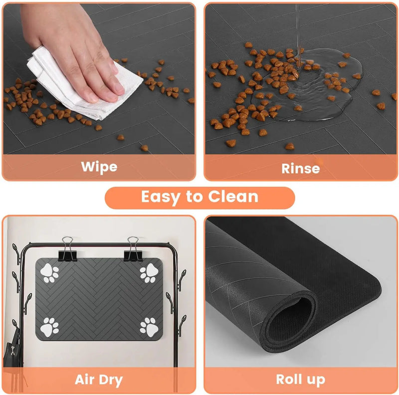 Tapete de alimentação para animais de estimação, absorvente para comida e tigela de água, com suporte de borracha à prova d'água, tapete de água de secagem rápida para cães e gatos