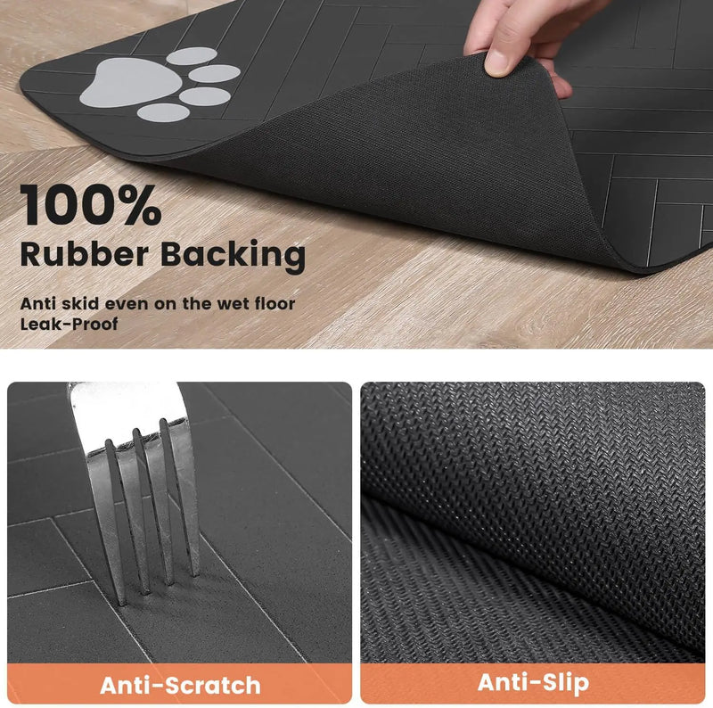 Tapete de alimentação para animais de estimação, absorvente para comida e tigela de água, com suporte de borracha à prova d'água, tapete de água de secagem rápida para cães e gatos