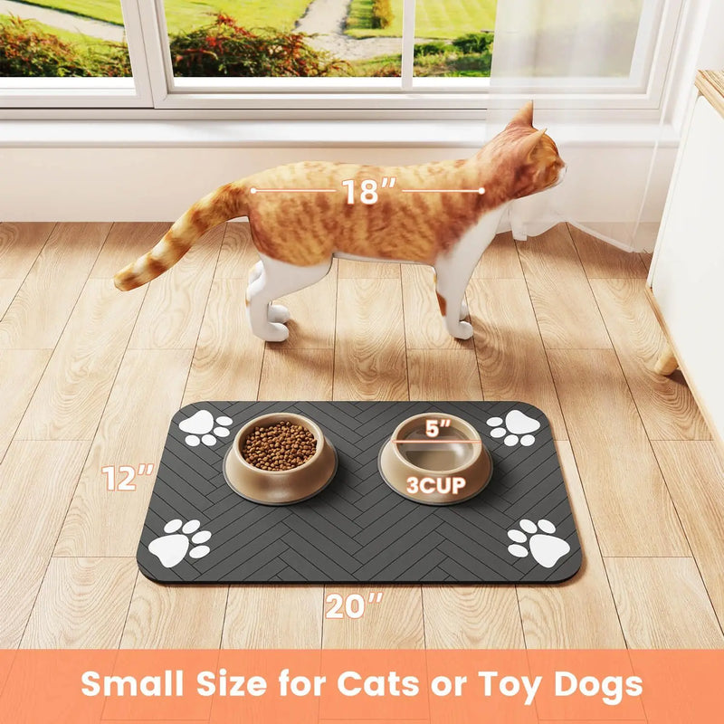 Tapete de alimentação para animais de estimação, absorvente para comida e tigela de água, com suporte de borracha à prova d'água, tapete de água de secagem rápida para cães e gatos