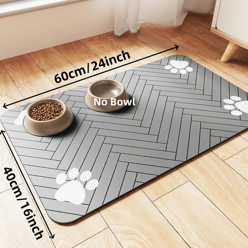 Tapete de alimentação para animais de estimação, absorvente para comida e tigela de água, com suporte de borracha à prova d'água, tapete de água de secagem rápida para cães e gatos