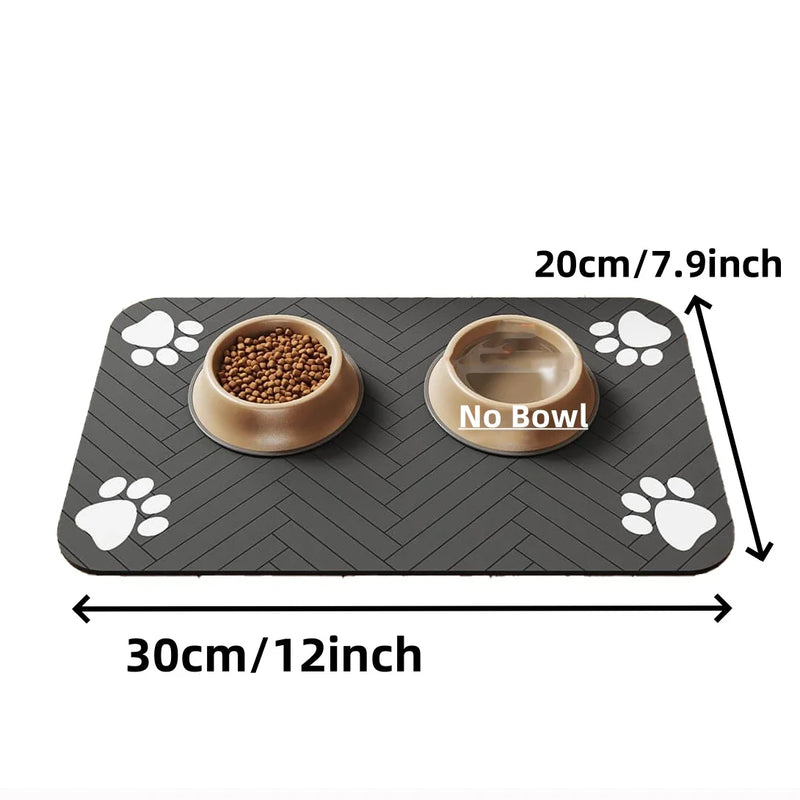 Tapete de alimentação para animais de estimação, absorvente para comida e tigela de água, com suporte de borracha à prova d'água, tapete de água de secagem rápida para cães e gatos