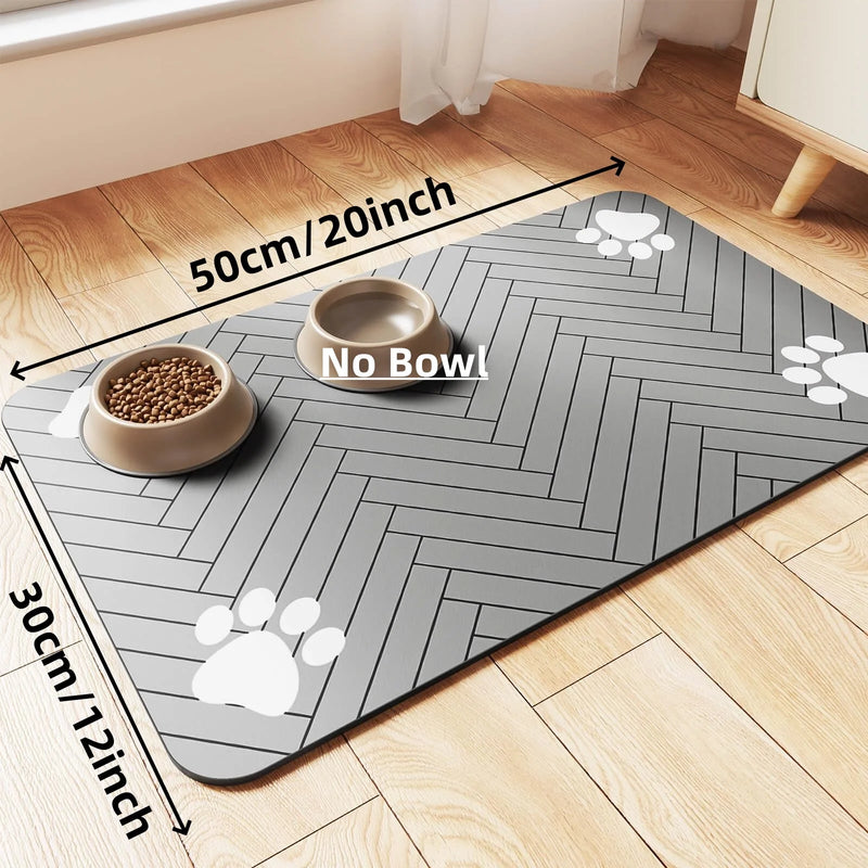 Tapete de alimentação para animais de estimação, absorvente para comida e tigela de água, com suporte de borracha à prova d'água, tapete de água de secagem rápida para cães e gatos
