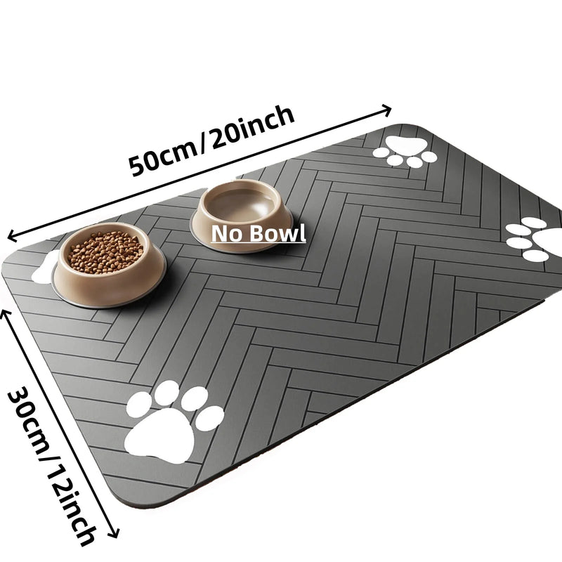 Tapete de alimentação para animais de estimação, absorvente para comida e tigela de água, com suporte de borracha à prova d'água, tapete de água de secagem rápida para cães e gatos