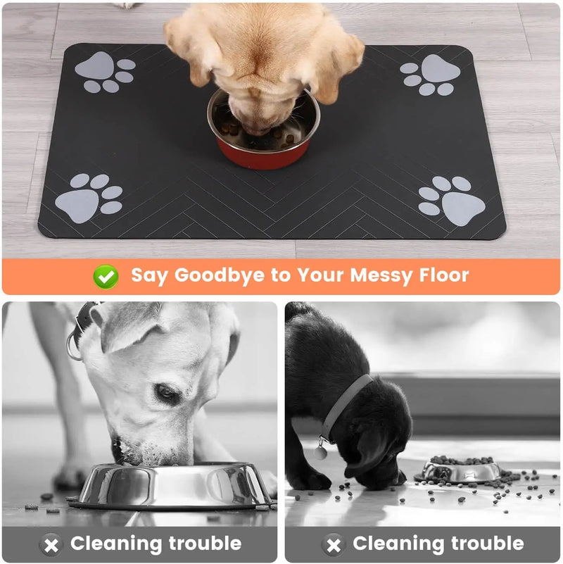 Tapete de alimentação para animais de estimação, absorvente para comida e tigela de água, com suporte de borracha à prova d'água, tapete de água de secagem rápida para cães e gatos
