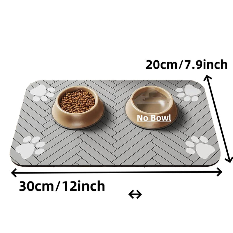 Tapete de alimentação para animais de estimação, absorvente para comida e tigela de água, com suporte de borracha à prova d'água, tapete de água de secagem rápida para cães e gatos