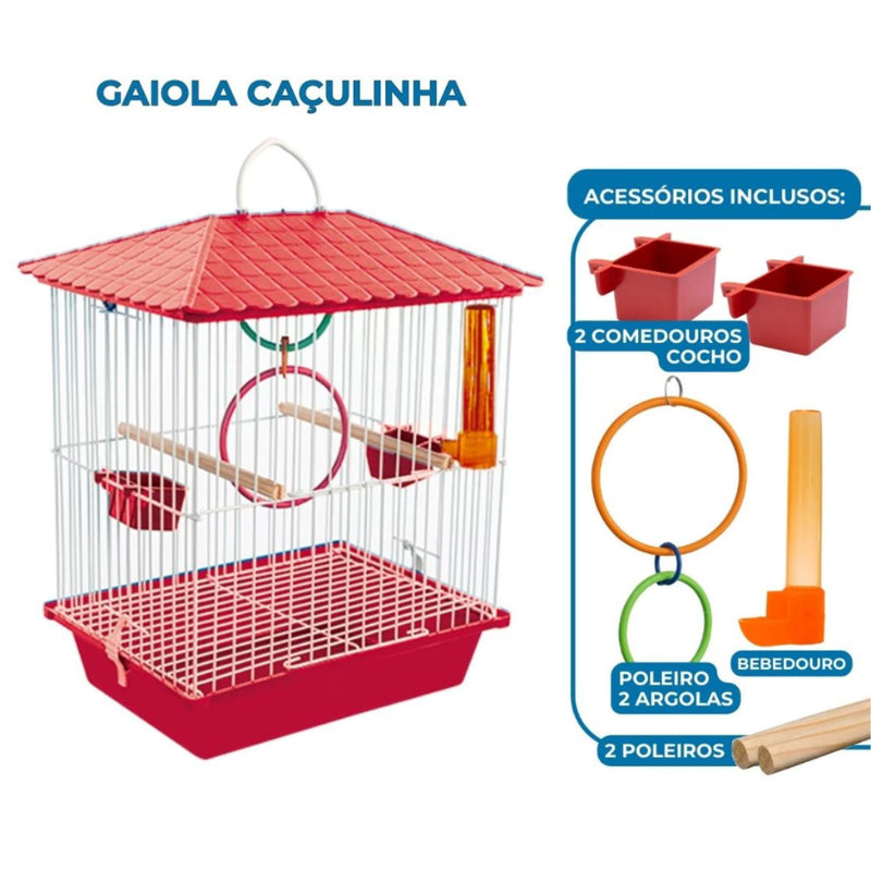 Gaiola Canário Transporte Calopsita Coleiro Caçulinha C/ Acessórios