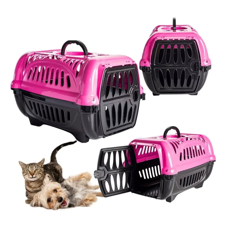 Caixa Transporte BrinqPet Pet N°2 ou 1 Para Cachorros Pequenos E Gatos Porta 4 Travas
