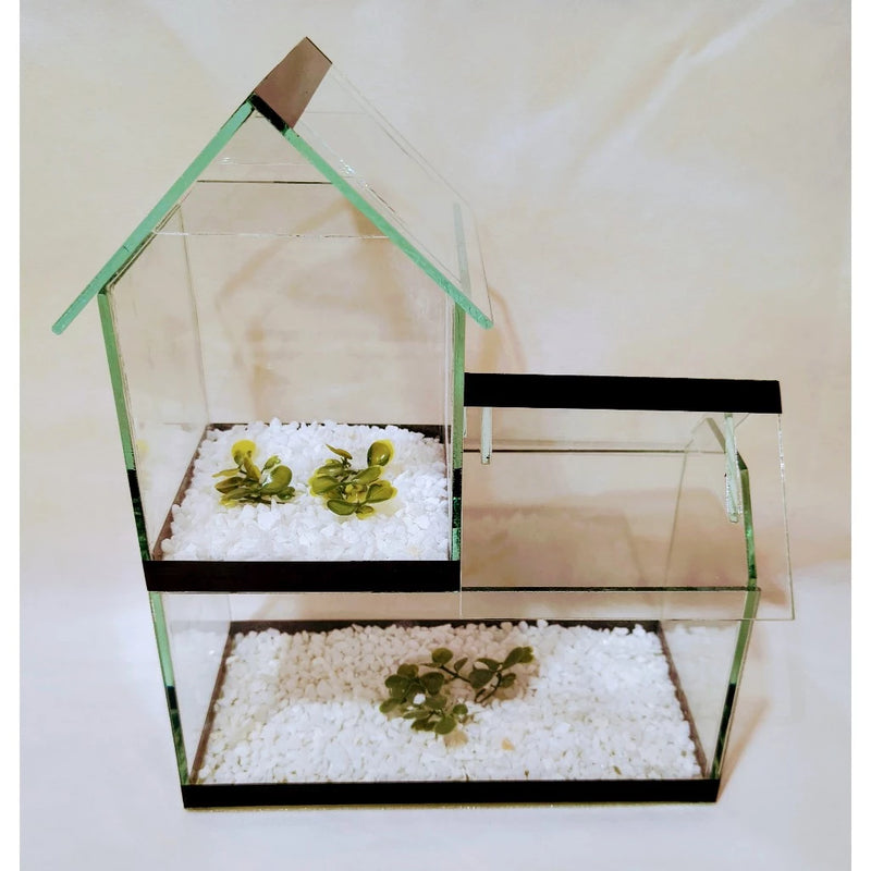 Aquário Dois Andares com Pedrinhas e Planta Artificial