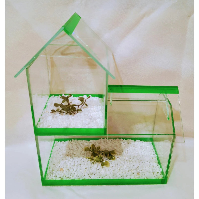 Aquário Dois Andares com Pedrinhas e Planta Artificial