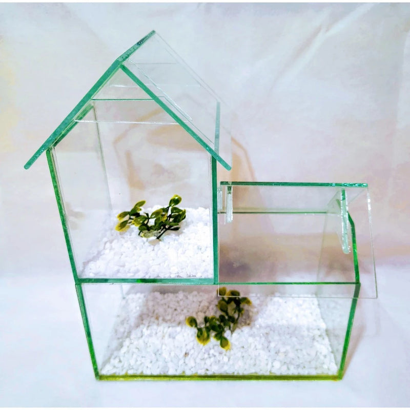 Aquário Dois Andares com Pedrinhas e Planta Artificial