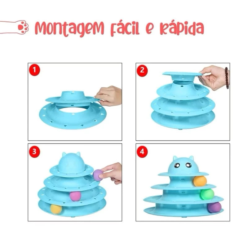 Torre Circular com Bolinhas - Brinquedo Interativo para Gatos