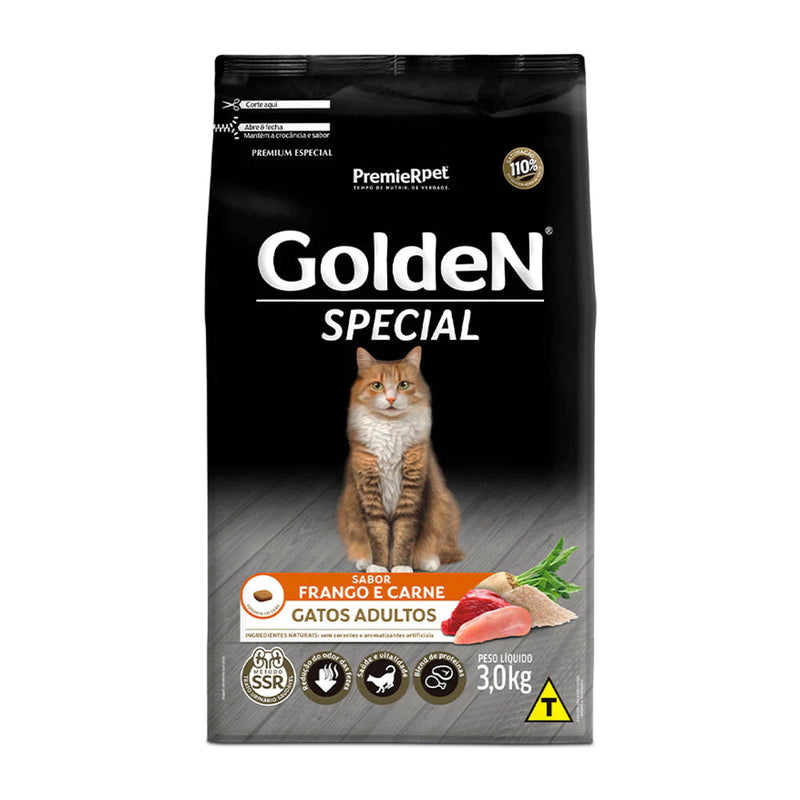 Ração Golden Special Gatos Adultos Frango e Carne 3kg