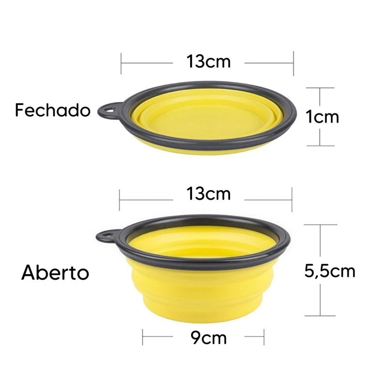 Comedouro/Bebedouro Retrátil Para Cães e Gatos