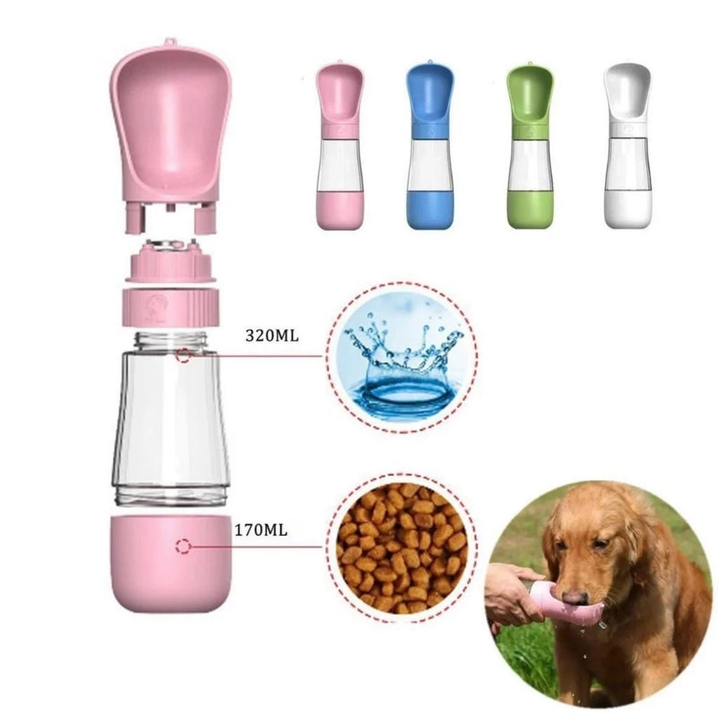 Garrafa 490ML Com Comedouro - 2 em 1 - Para Pets