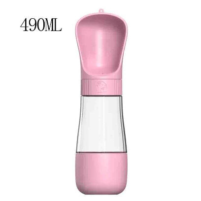 Garrafa 490ML Com Comedouro - 2 em 1 - Para Pets