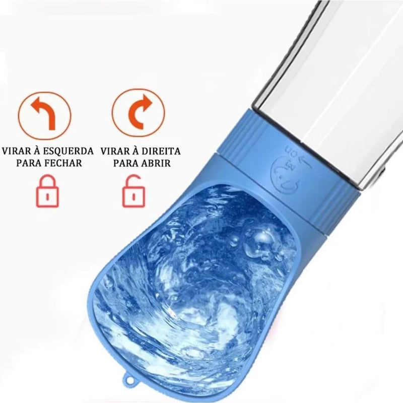 Garrafa 490ML Com Comedouro - 2 em 1 - Para Pets